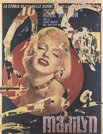 Mimmo Rotella MARILYN - Litografia, cm 60x45, Firma "Rotella", Tiratura...