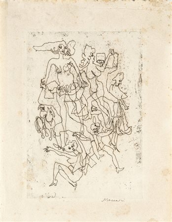 Mino Maccari SENZA TITOLO - Incisione, cm 33,1x26, Firma "Maccari".