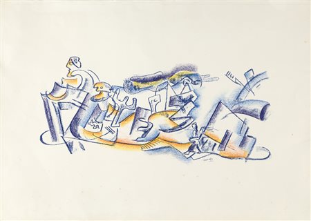 Antonio Marasco SENZA TITOLO - Senza Titolo Pastelli su base litografica, cm...