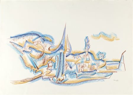 Antonio Marasco SENZA TITOLO - Senza Titolo Pastelli su base litografica, cm...