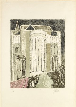 Franco Gentilini SENZA TITOLO - Litografia, cm 67,5x48, Firma "Gentilini",...