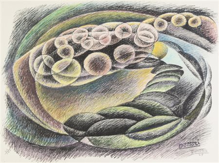 Gerardo Dottori SENZA TITOLO - Pastelli colorati su base litografica, cm...