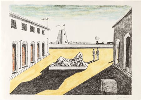 Giorgio De Chirico PIAZZA D'ITALIA - Piazza d'italia, 1969 Litografia a 5...