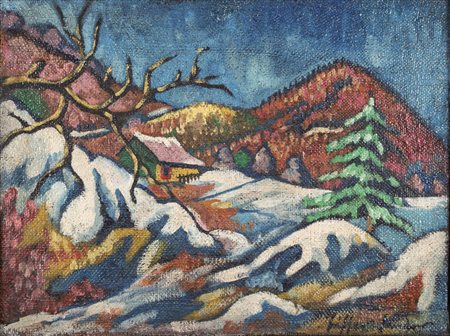 Sandor Ziffer PAESAGGIO INVERNALE - Olio su tela, cm 59x89, Firma "Ziffer...