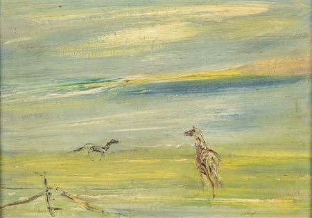 Giovanni Stradone CAVALLI - Olio su cartoncino, cm 20x27, Firma e titolo sul...