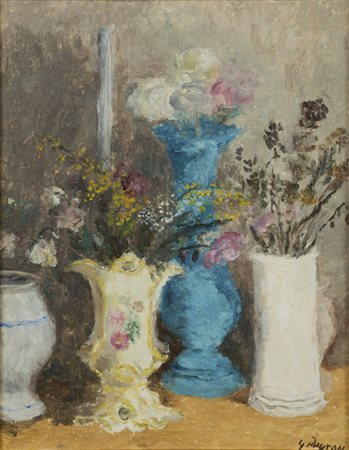 Guido Peyron FIORI - Olio su tela (non intelaiato), cm 53x42,Firma in basso a...