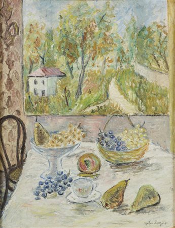 Adriano Spilimbergo NATURA MORTA - Olio su tavola, cm 54x41, Firmato e datato...