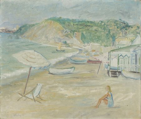 Adriano Spilimbergo MARINA - Olio su tela, cm 55x65, Firma e data in basso a...