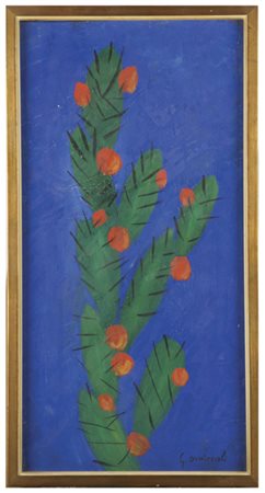 Giovanni Omiccioli CACTUS - Olio su tela, cm 60x30,5, Firmato in basso a...