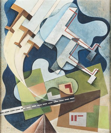 Italo Ferro AEROPITTURA - Olio su tela, cm 58x50, Firmato in basso a sinistra...