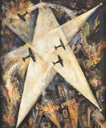 Pierluigi Sibò Bossi FUOCO NOTTURNO - Tempera su tavola, cm 50x60, Firmato in...