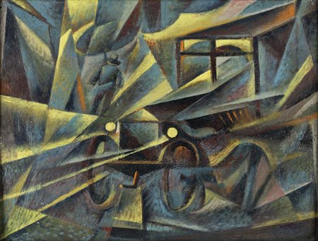 Pittore del XX secolo L'AUTOMOBILE - Olio su tavola, cm 30x40.