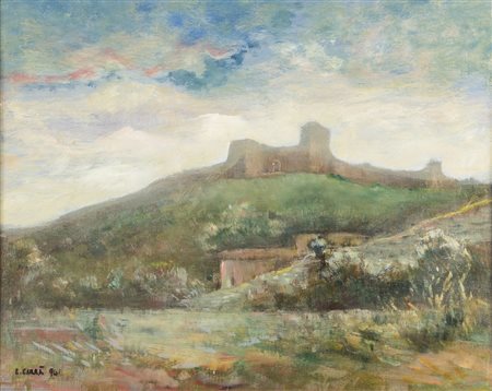 Carlo Carrà CAMPAGNA DI ASSISI (PAESAGGIO UMBRO) - Olio su cartone telato, cm...