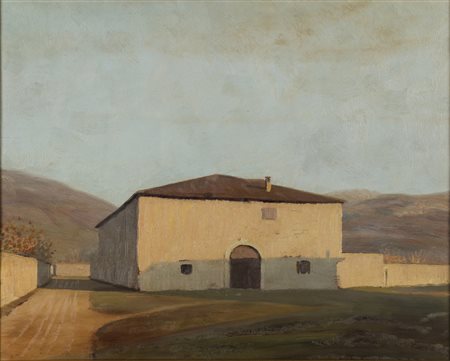 Vittorio Casetti IL CASONE - Olio su tavola, cm 55x41, Firma in basso a...