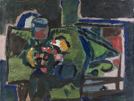 Giorgio Celiberti COMPOSIZIONE 12P - Olio su tela, cm 48x62, Firma e titolo...