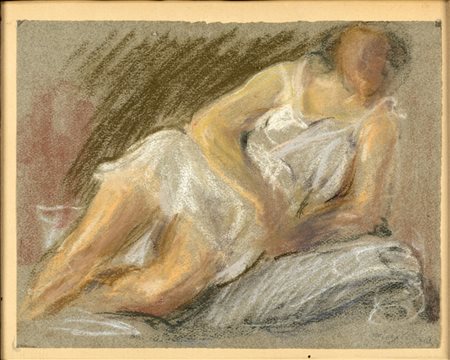 Diego Pettinelli FIGURA FEMMINILE - Pastello su carta, cm 24x30, Firmato in...