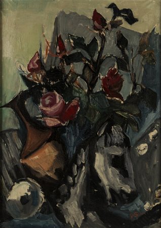 Giuseppe Succi VASO DI FIORI - Olio su tela, cm 70x50, Firmato in basso a...
