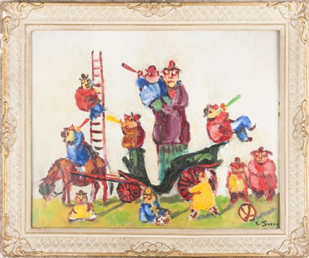 Giuseppe Succi PAESAGGIO CON CARRETTO - Olio su tela, cm 40x50 Firma in basso...