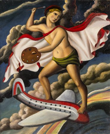 Marco Rossati AEREOPITTURA - Olio su tela, cm 60x50, Firmato in basso a...