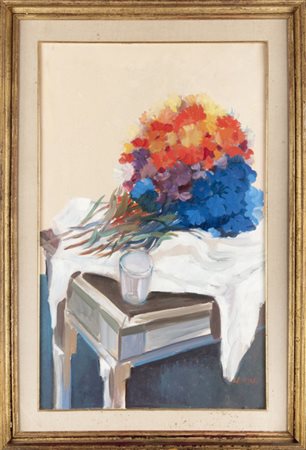 Veniero Canevari FIORI - Olio su tela, cm 80x50, Firma in basso a destra...