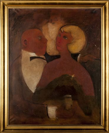 Gilberto Filibeck APRÈS LA PREMIÈRE - Olio su tela, cm 100x80, Firma e titolo...