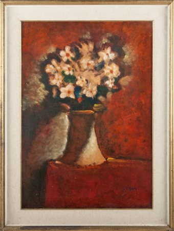 Gilberto Filibeck VASO DI FIORI - Olio su tela, cm 70x50 Firmato in basso.
