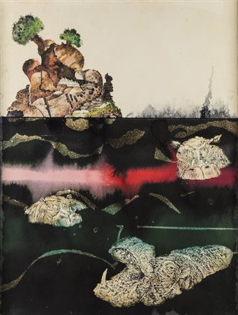 Valeriano Trubbiani PAESAGGIO ATTRAVERSATO - Tecnica mista su carta, cm...