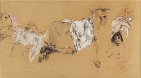 Carlo Cattaneo SENZA TITOLO - Carta applicata su tavola, cm 41x75, Firma e...