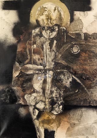 Mario Lattes IMMAGINE SACRA - Olio su tela, cm 50x70, Firma in basso a destra...