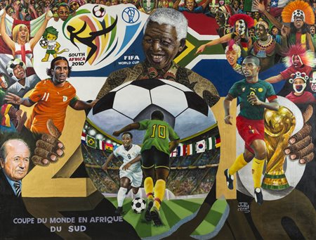 JP Mika NELSON MANDELA - Olio su tela, cm 100,5x131, Firma e data "JP Mika...