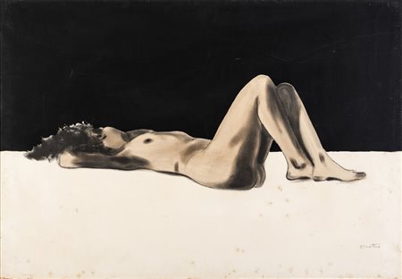 Enotrio Pugliese Enotrio DONNA DISTESA - Olio su tela, cm 70x100, Firmato in...