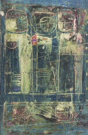 Fateh Moudarres SENZA TITOLO - Tecnica mista su carta, cm 22x14.