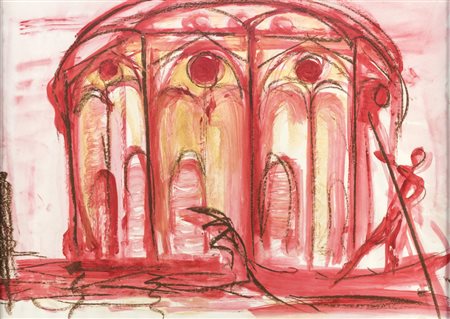 Bruno Ceccobelli VENEZIA ROSSO - Acquerello e matita su carta, cm 70x50,...