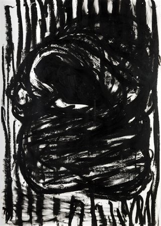 Jannis Kounellis SENZA TITOLO - Tecnica mista su cartone, cm 100x70, Firma...