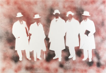 Mario Schifano FUTURISMO RIVISITATO - Tecnica mista su tela, cm 69x99,5,...