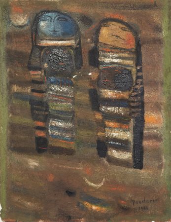 Fateh Moudarres SENZA TITOLO (UNIVERSITÀ ACCADEMIA) - Olio su tela, cm 65x50,...