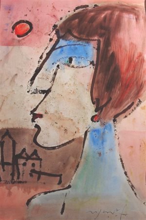 ROGNONI FRANCO (Milano 1913 - Milano 1999) "Figura" Tempera su carta cm. H:...