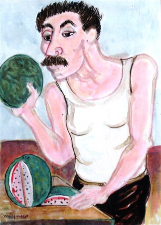 MIGNECO GIUSEPPE (Messina 1908 - Milano 1997) "Figura con anguria" China...