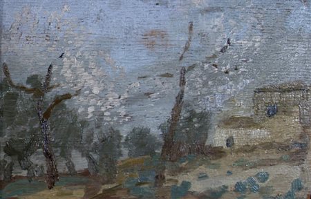 CASCELLA MICHELE (Ortona 1892 - Milano 1989) "Paesaggio con case" 1910-1912...