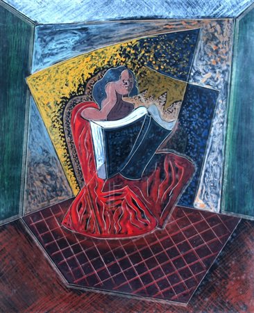 ORIANI PIPPO (Torino 1909 - Torino 1972) "Lettrice" 1960/1970 Encausto e...