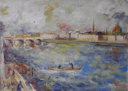 CAPPELLO EMANUELE 1936 PAESAGGIO OLIO SU TELA cm 50 x 70 Firma in basso a...