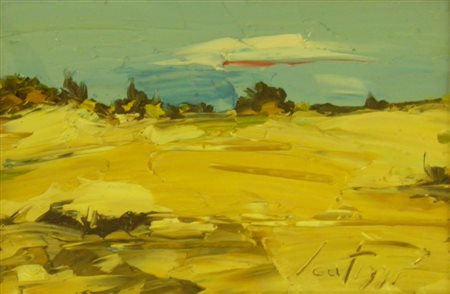 SCATIZZI SERGIO 1918 2009 PAESAGGIO OLIO SU TAVOLA cm 20 x 30 Firma in basso...