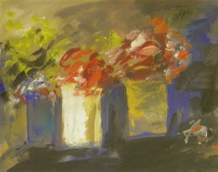 SCATIZZI SERGIO 1918 2009 NATURA MORTA OLIO SU CARTONE cm 32 x 42 Firma in...