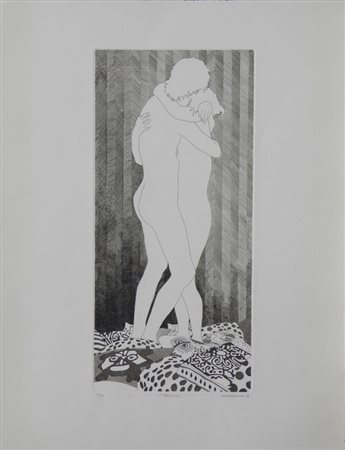 STEFANONI ATTILIO BERGAMO 1938 ABBRACCIO, 1982 LITOGRAFIA cm 65 x 50 Firma e...
