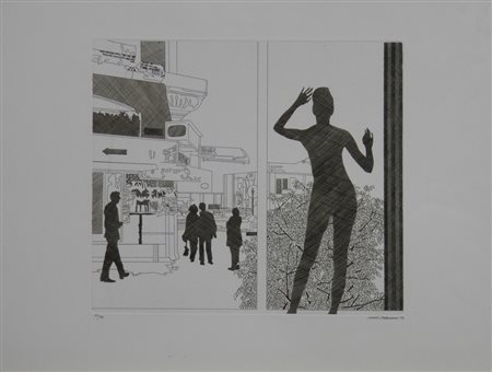 STEFANONI ATTILIO BERGAMO 1938 FINESTRA, 1973 ACQUAFORTE cm 49 x 64 Firma in...