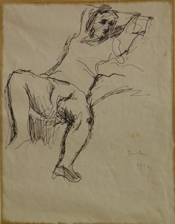 TAMBURI ORFEO JESI 1910 PARIGI 1994 FIGURA, 1934 CHINA SU CARTA cm 29 x 23...