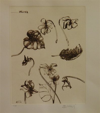 BRUNI BRUNO VIOLE, 1977 INCISIONE cm 32 x 34,5 Firma in basso a destra...