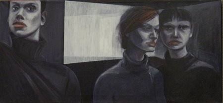 PETRONELLI ROSSELLA SENZA TITOLO, 2000 OLIO SU TELA cm 40 x 85 Firma al retro...