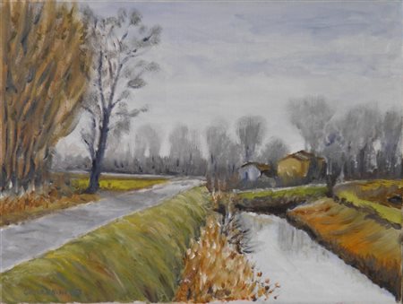 GIOVANNINI GIANCARLO PORTOMAGGIORE 1944 PAESAGGIO A MALALBERGO, 2007 OLIO SU...