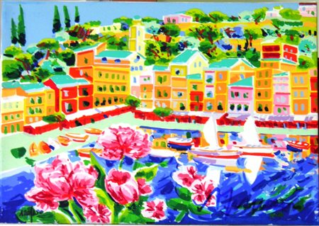 FACCINCANI ATHOS PESCHIERA 1951 CHE BELLA E PORTOFINO SERIGRAFIA POLIMATERICA...